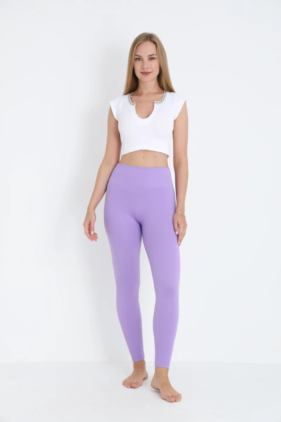 Colanți damă mov model raiat