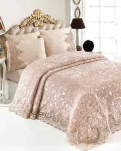 Lenjerie de Pat, Set 6 Piese, pentru 2 persoana, Cappuccino