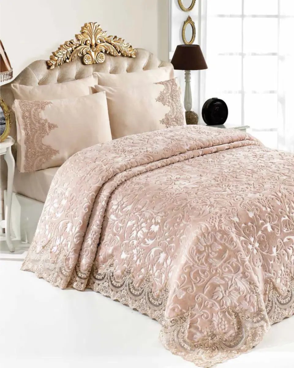 Lenjerie de Pat, Set 6 Piese, pentru 2 persoana, Cappuccino