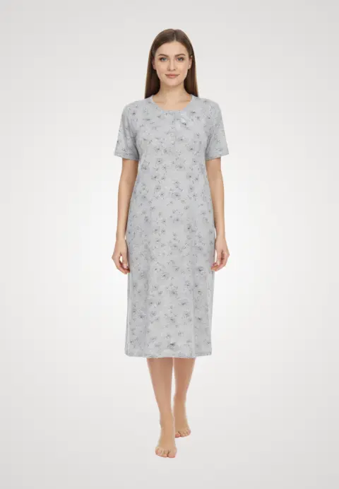Cămașă de noapte gri cu imprimeu papadie