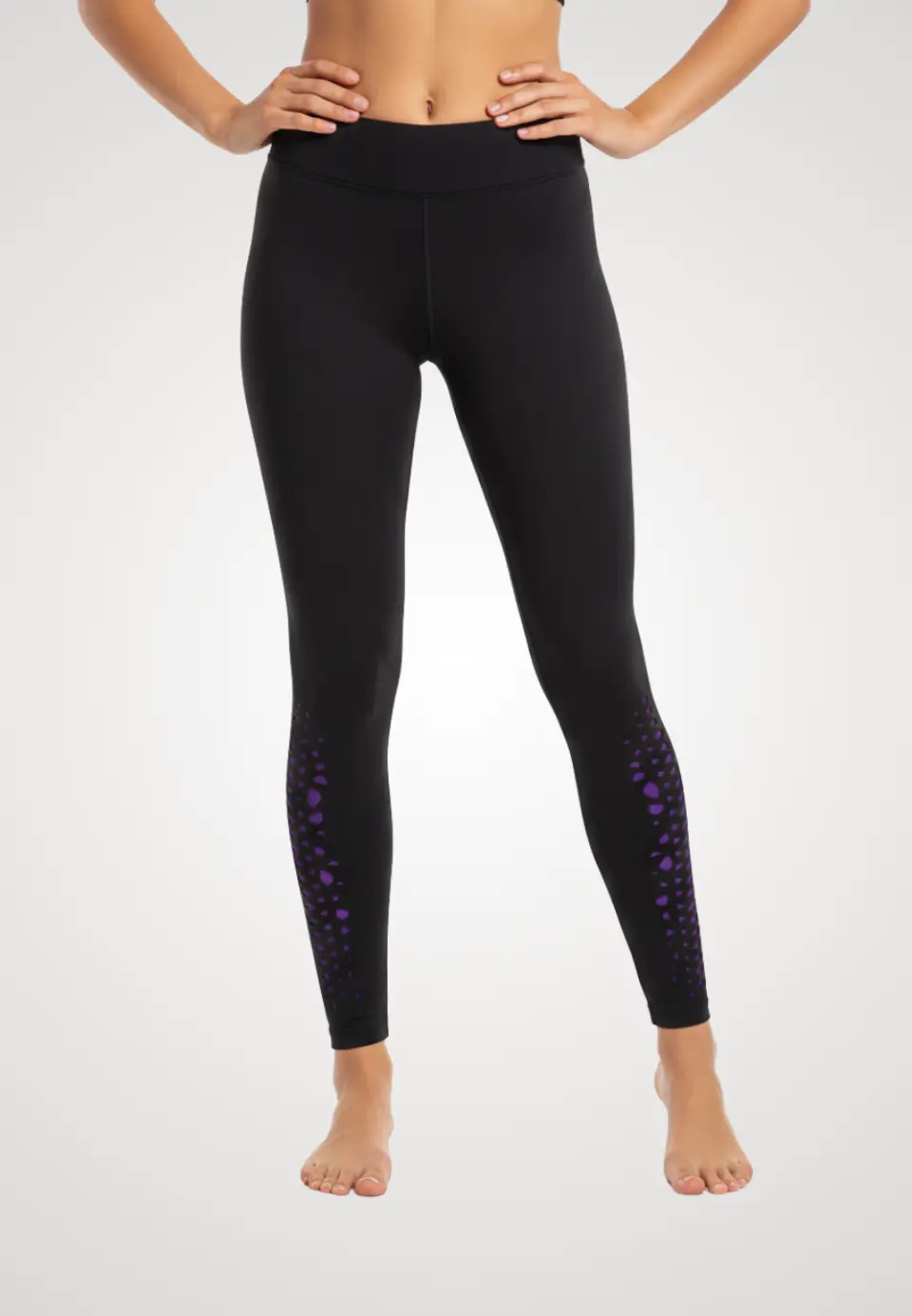 Colanți Sport Penti DUBLI – Mov Neon &amp; Negru, Decupaj Plasă în Romburi