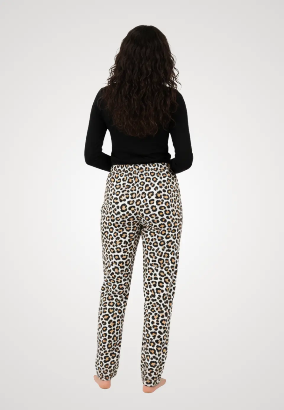 Pantaloni damă polar cu imprimeu leopard