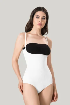 Body modelator dama, material elastic si respirabil de culoare alb