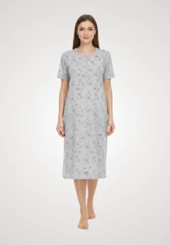 Cămașă de noapte gri cu imprimeu papadie
