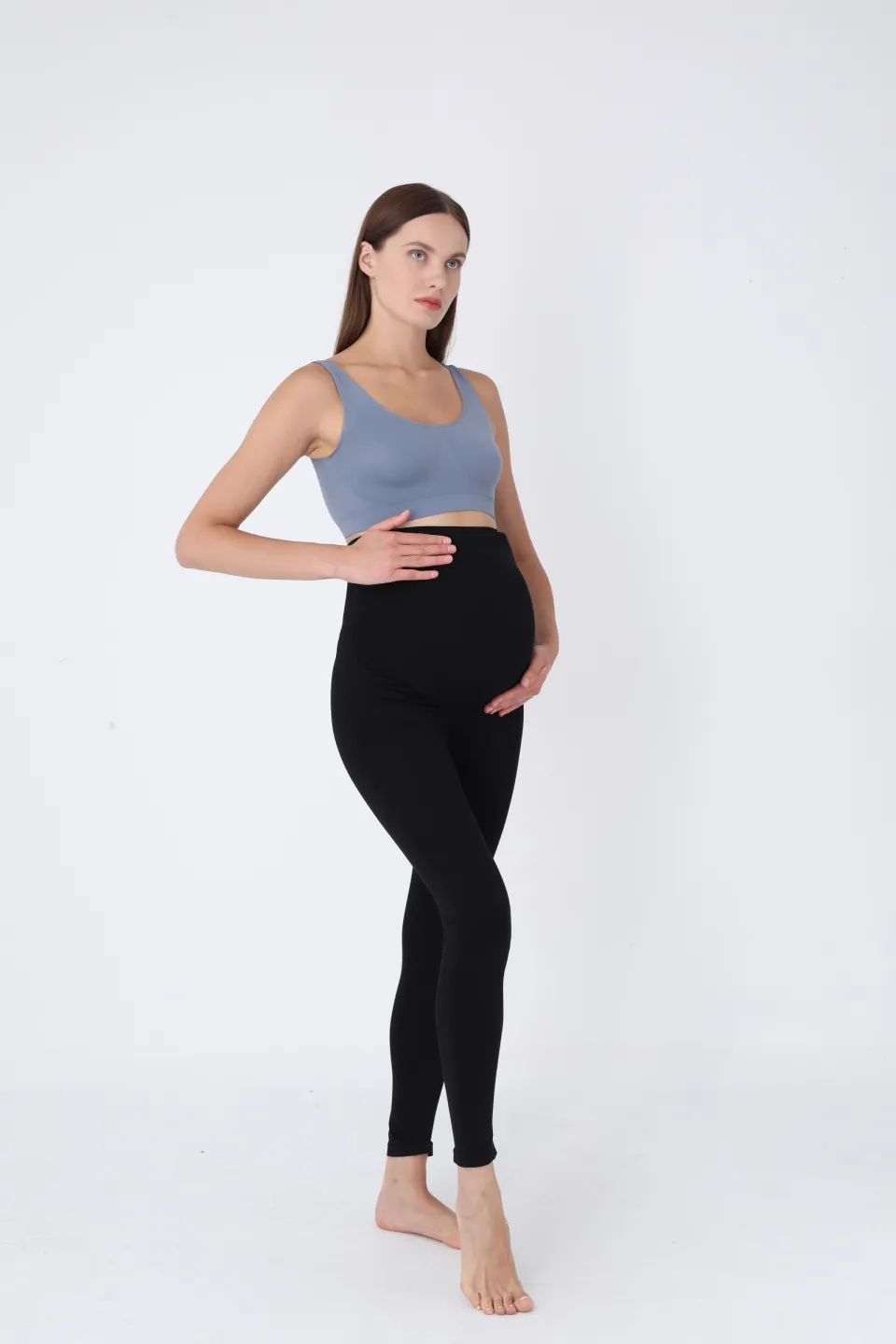 Colanți negri pentru gravide – cu bandă elastică de susținere sub burtă