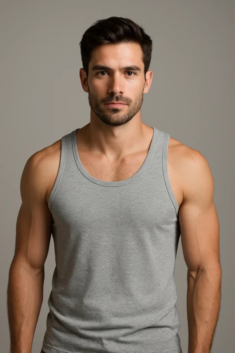 Maiou bărbați clasic gri, 100% bumbac moale și confortabil