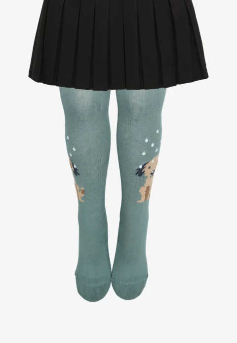 Dres copii verde cu cățeluș – model jucăuș și confortabil