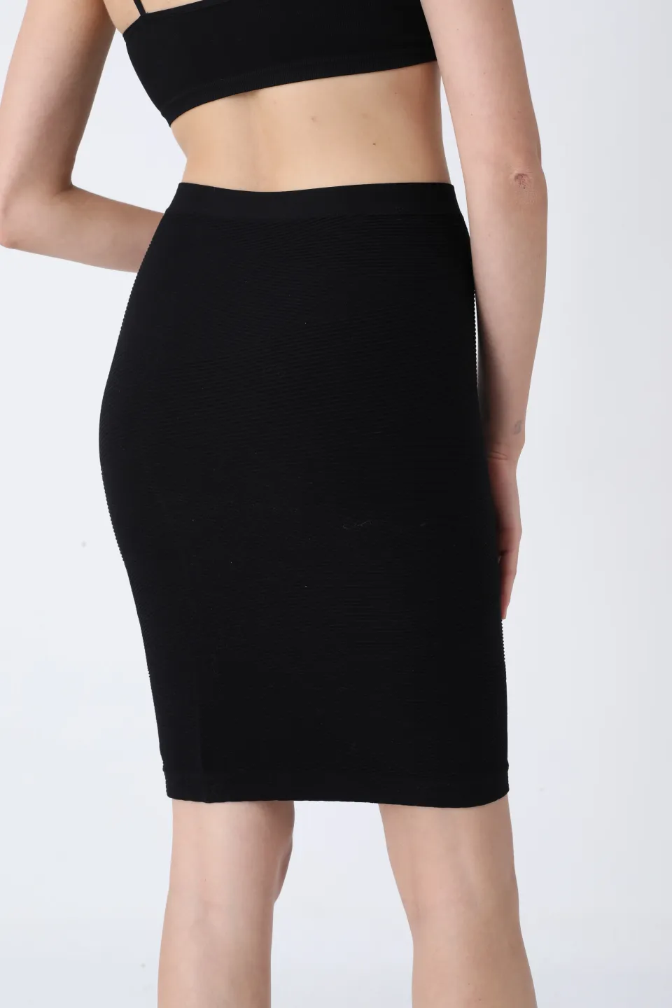 Fustă lungă neagră cu dungi, fără cusături