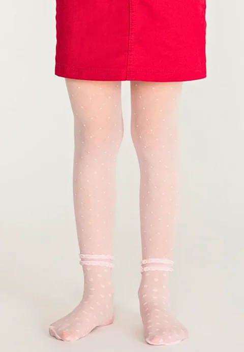 Dres fetițe Penti Young ,,Cross'', 30 den- cu dantelă, transparent, roz