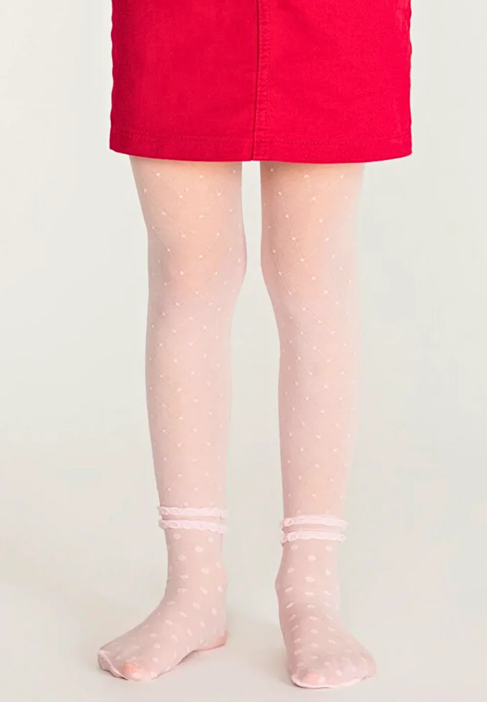 Dres fetițe Penti Young ,,Cross'', 30 den- cu dantelă, transparent, roz