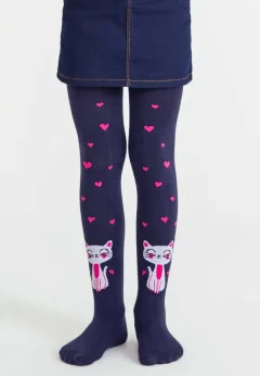 Dres fetițe Penti Young ,,Cat In Love', bumbac- imprimeu pisică, bleumarin