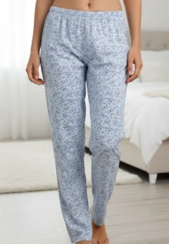 Pantaloni de pijama damă Big Size, gri cu fluturi