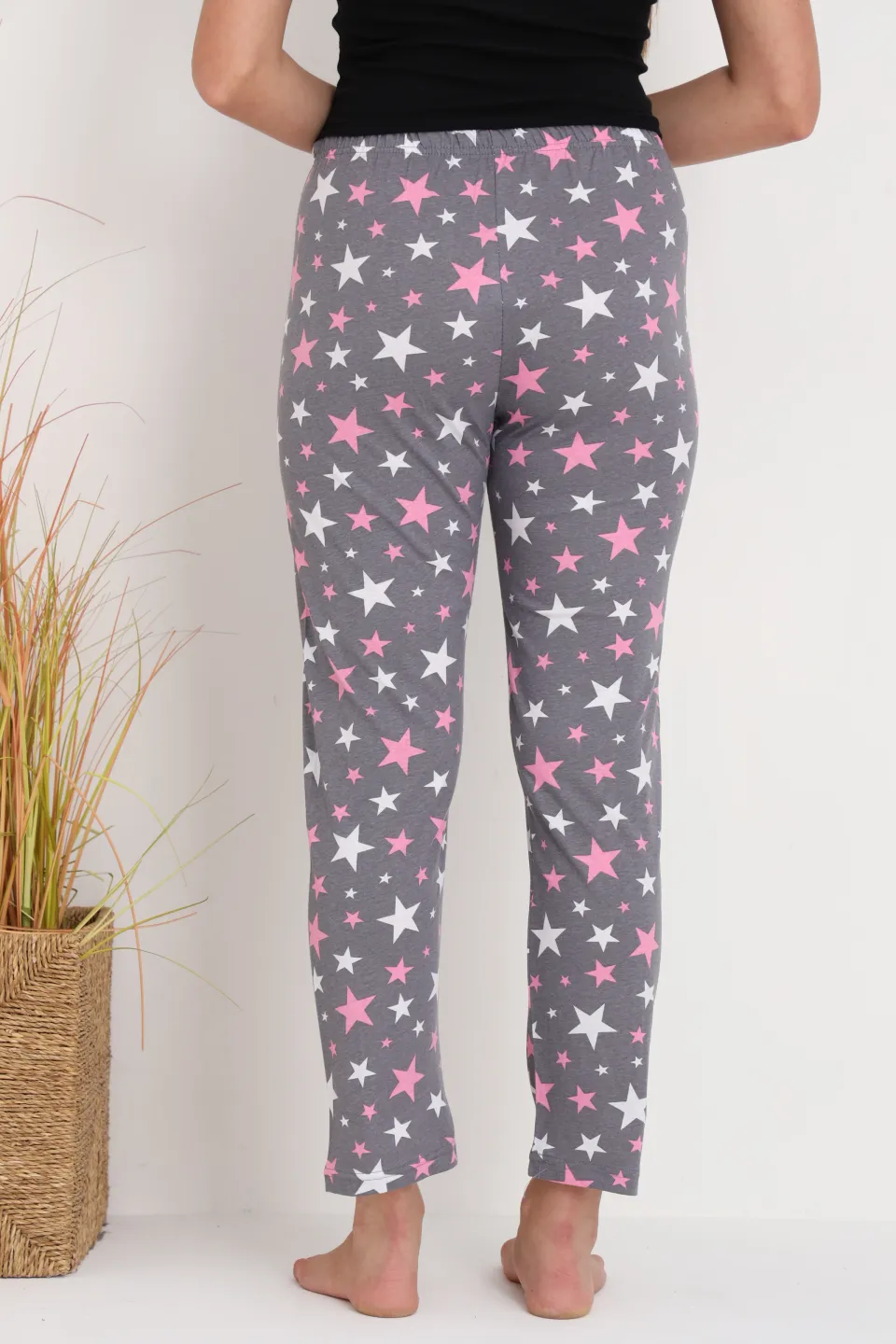 Pantaloni de pijama damă gri cu steluțe