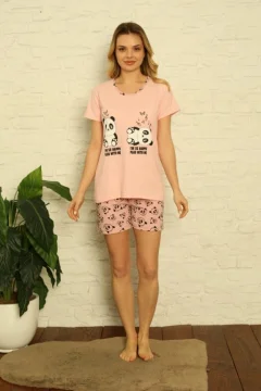 Pijama damă Serena, culoare roz, imprimeu urși panda