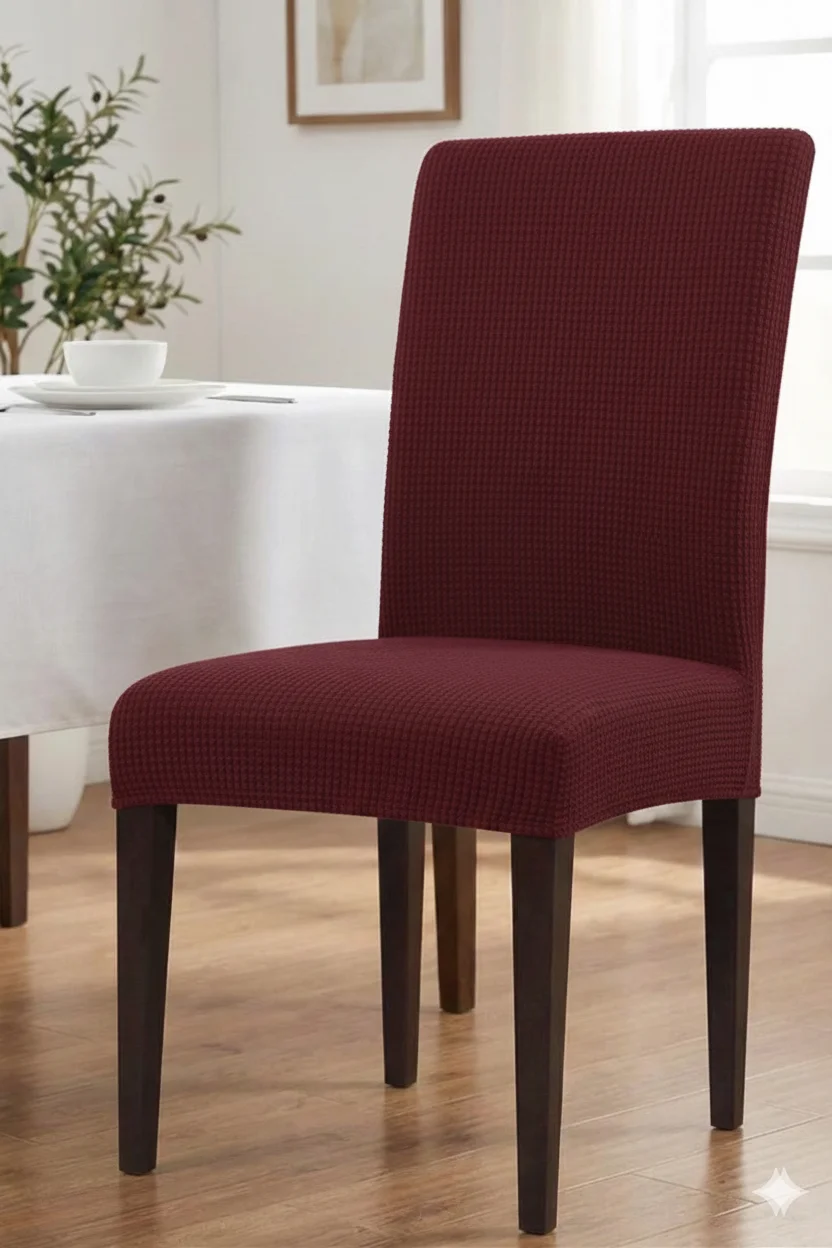 Set 6 Huse Elastice pentru Scaun din Lycra, Bordo