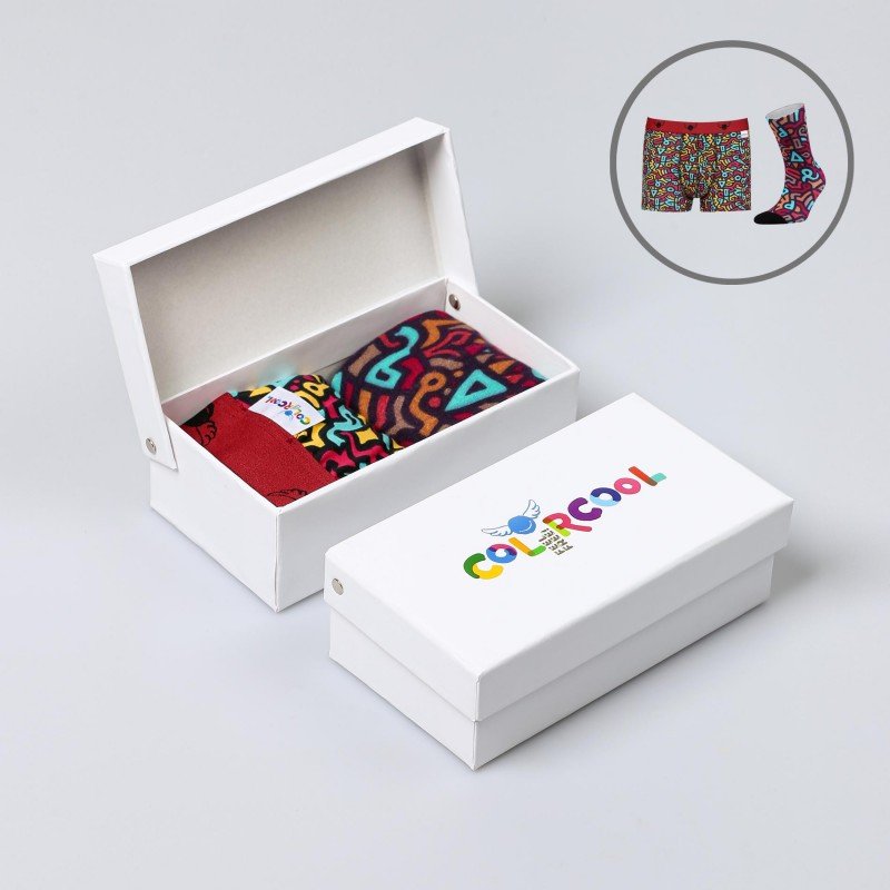 Set Barbati Boxeri și Șosete Graffiti - Imprimeu Color Bomb