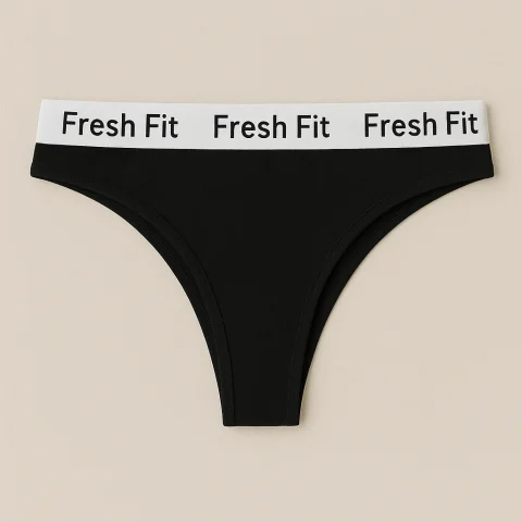 Chilot tanga Fresh Fit din bumbac și elastan-negru