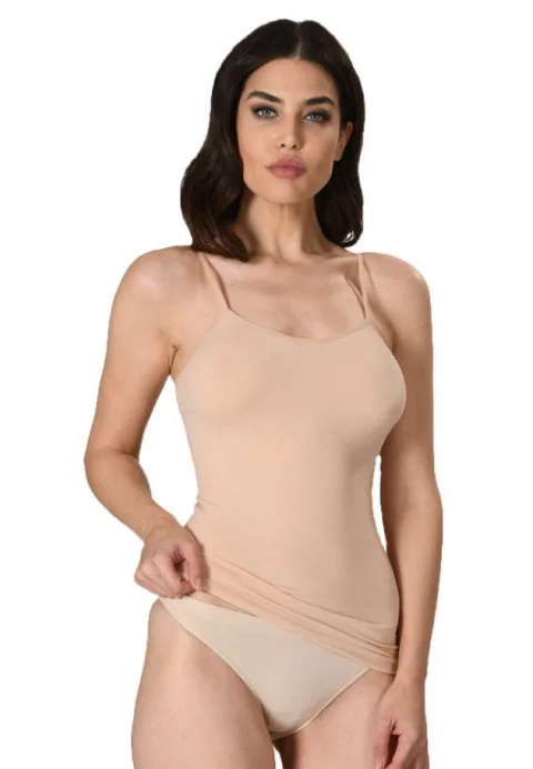 Maiou dama  BEJ modelator in talie cu bretele subtiri, material moale — imagine 2