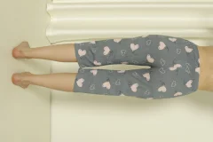 Pantaloni pijama damă 3/4, gri inchis, imprimeu baloane