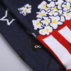 Șosete Damă Fără Cusături Mismatching - Imprimeu Popcorn