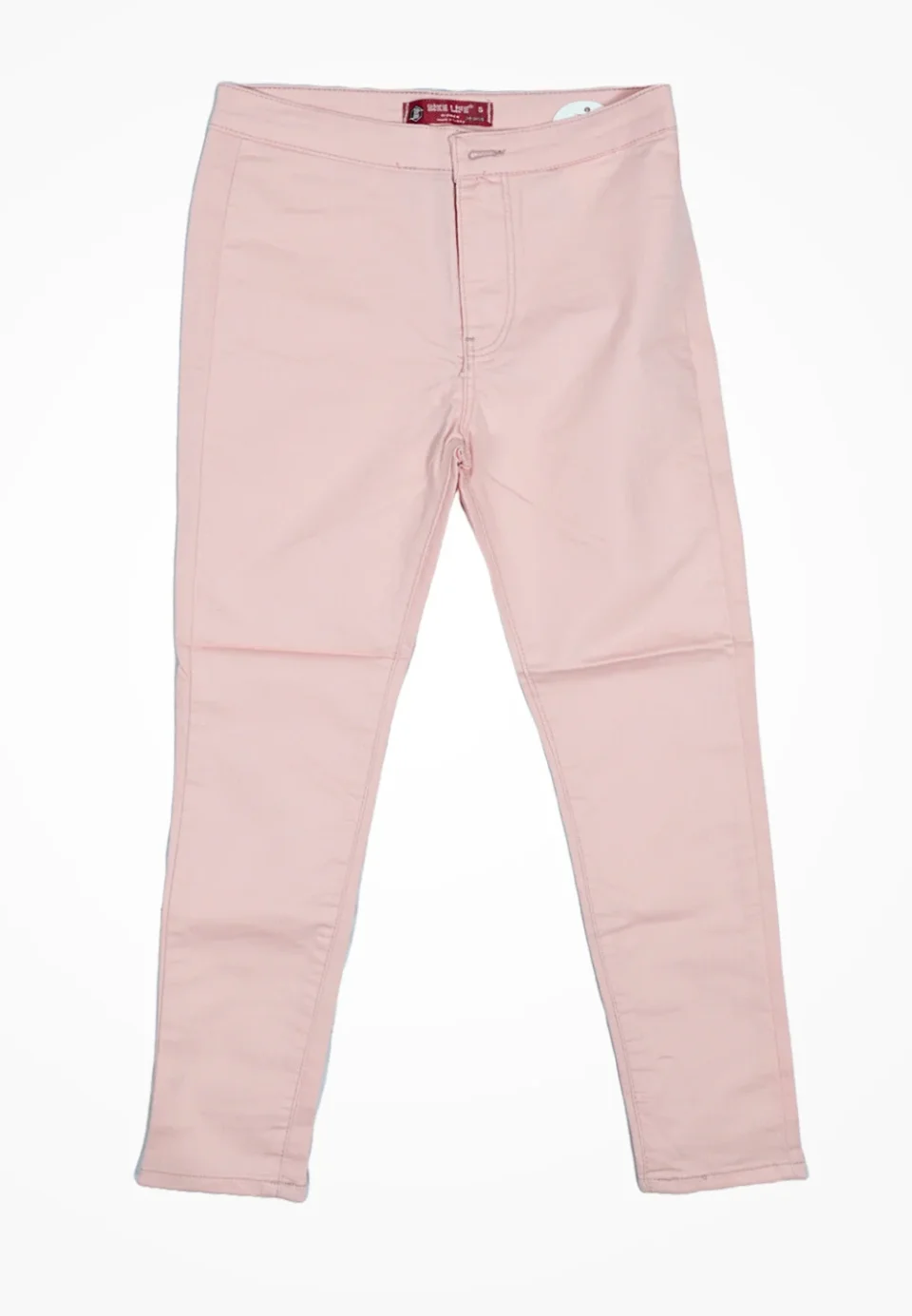 Blugi damă skinny talie înaltă – material elastic, subțire, roz deschis