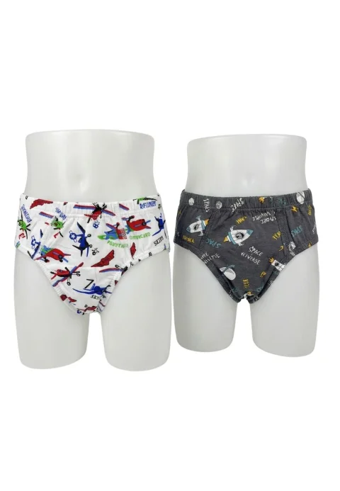 Set 2 Chiloți Băieți – Multicolor cu avioane, Bumbac și Elastan