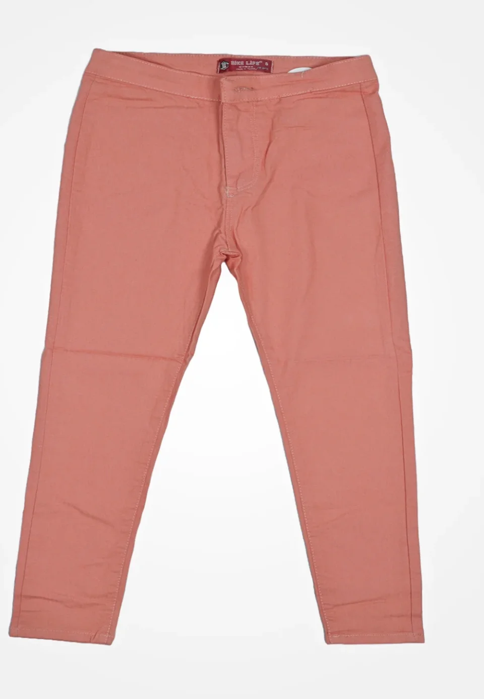 Blugi damă skinny talie înaltă – material elastic, subțire, portocaliu