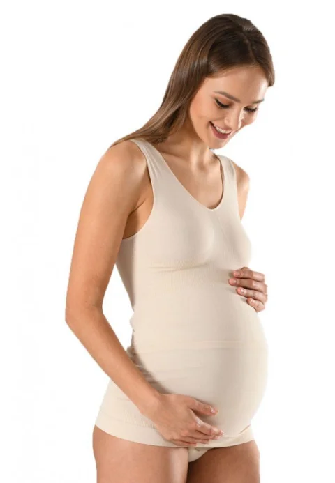 Maiou modelator pentru gravide, material elastic si comfortabil, culoare bej