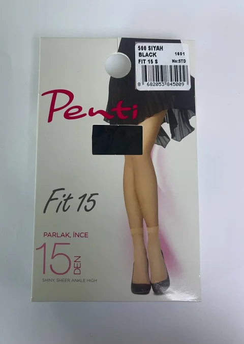 Șosete damă Penti Fit 15 Parlak İnce negre, fine și lucioase, 15 DEN