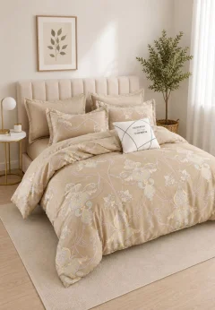 Lenjerie de pat finet cu elastic 6 piese – model royal beige