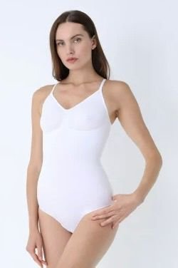 Body modelator clasic cu bretele subțiri reglabile- alb