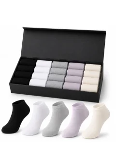 Set 20 de șosete scurte fără cusături pentru femei – 5 culori asortate