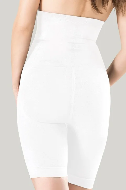 Pantaloni modelatori Miss Fit 3/4 cu talie înaltă și corset-alb — imagine 2
