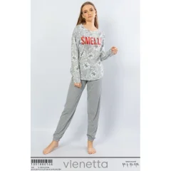 Pijamale damă cu mânecă lungă și pantaloni lungi, imprimeu floral Smells