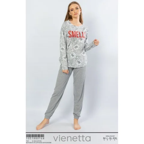 Pijamale damă cu mânecă lungă și pantaloni lungi, imprimeu floral Smells