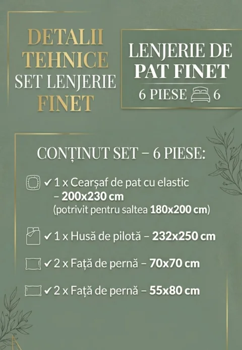 Lenjerie de pat finet cu elastic 6 piese – model cercuri gri pe fond roz — imagine 2