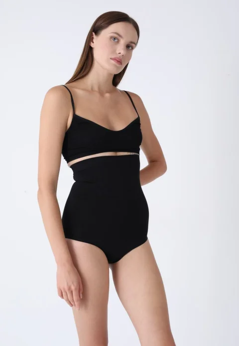 Chilot modelator clasic cu talie înaltă – negru — imagine 2