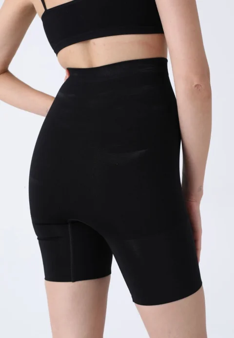 Pantaloni modelatori scurți cu talie înaltă – negru — imagine 3