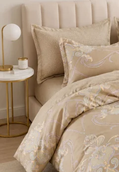 Lenjerie de pat finet cu elastic 6 piese – model royal beige