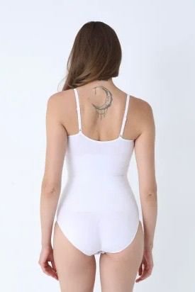 Body modelator clasic cu bretele subțiri reglabile- alb — imagine 3