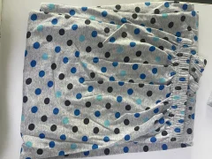 Pijama damă  din bumbac mânecă lungă și pantaloni lungi gri cu buline