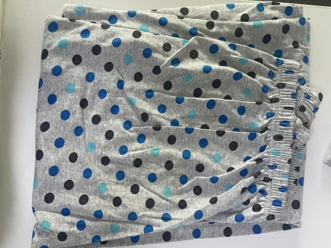 Pijama damă  din bumbac mânecă lungă și pantaloni lungi gri cu buline — imagine 3