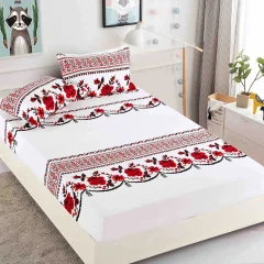 Husa de pat cu elastic pentru pat de 2 persoane ALB TR-04