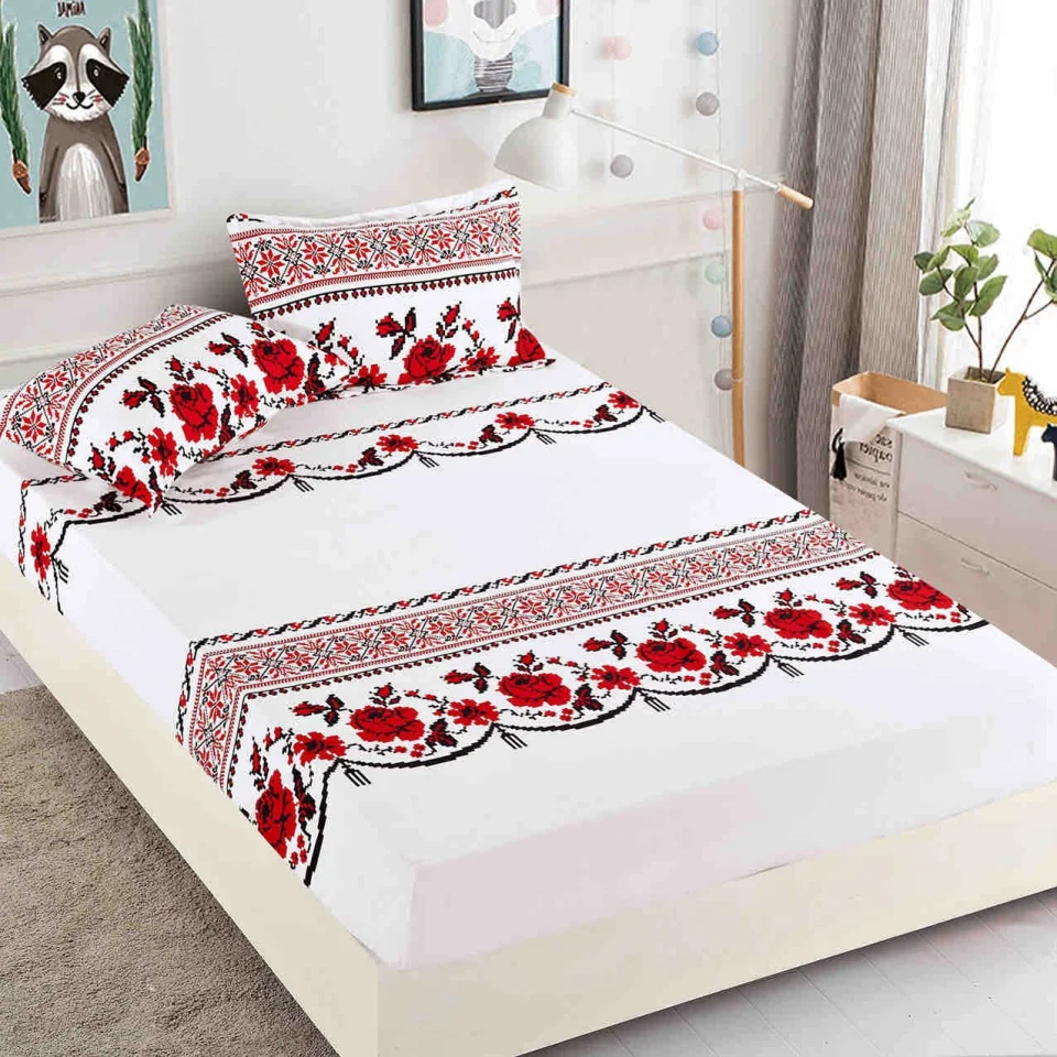 Husa de pat cu elastic pentru pat de 2 persoane ALB TR-04