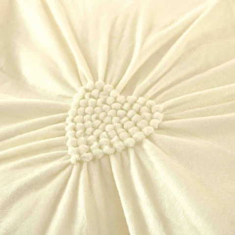 Lenjerie de pat din catifea cu pliuri si dantela, 4 piese, pentru pat dublu, culoare CREM
