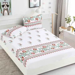 Husa de pat cu elastic pentru pat de 2 persoane ALB TR-02