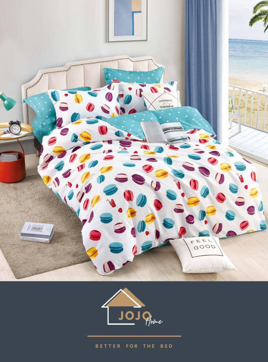 Lenjerie de pat finet cu cearceaf normal 6 piese ALB, BLUE H-230