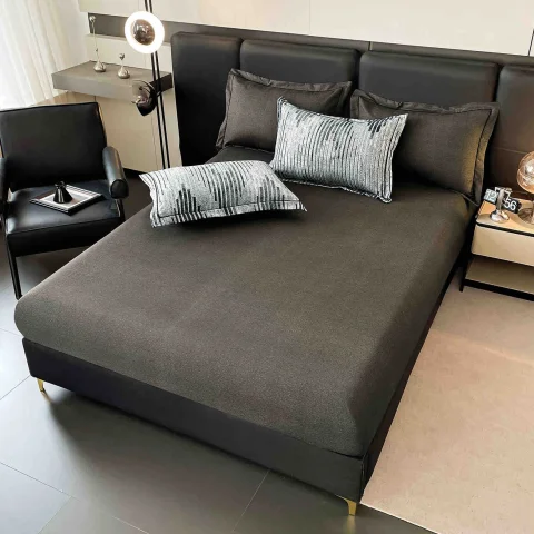 Lenjerie de lux in cutie cadou, bumbac finet, 6 piese, GRI DUNGI, LUX-2320 — imagine 3