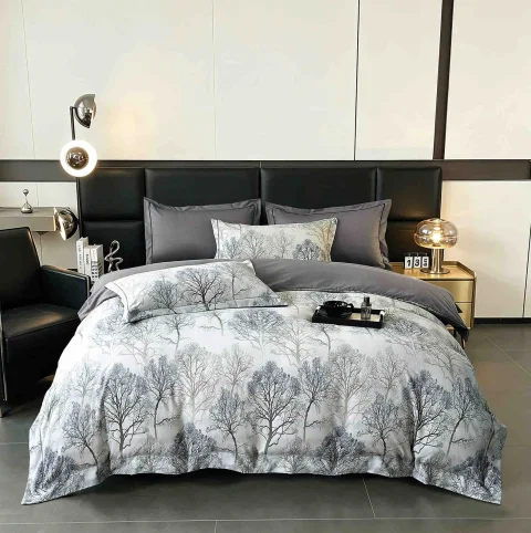 Lenjerie de lux in cutie cadou, bumbac finet, 6 piese, GRI -2324 — imagine 1