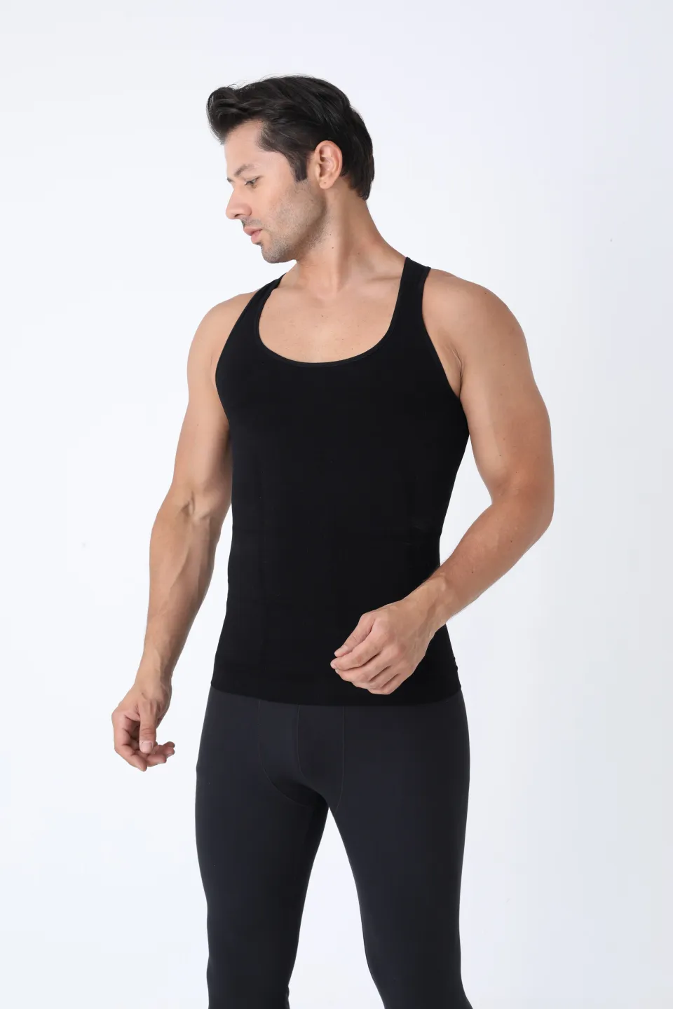 Maiou modelator bărbați – negru, fără cusături